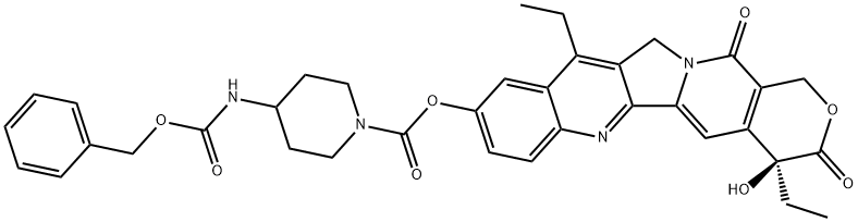 7-エチル-10-(4-[[ベンジルカルバモイル]アミノ]-1-ピペリジノ)カルボニルオキシカンプトテシン 化学構造式