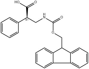 (R)-3-((((9H-フルオレン-9-イル)メトキシ)カルボニル)アミノ)-2-フェニルプロパン酸 化学構造式