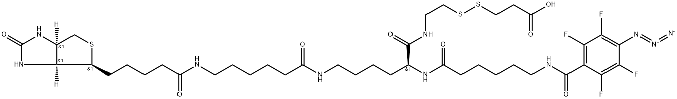 2-{N2-[N6-(4-AZIDO-2,3,5,6-TETRAFLUOROBENZOYL)-6 -AMINOCAPROYL]-N6-(6-BIOTINAMIDOCAPROYL)-L -LYSINYLAMIDO}] ETHYL 2-CARBOXYETHYL DISULFIDE, 1217773-33-5, 结构式