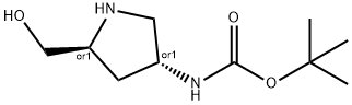 REL-N-[(3R,5S)-5-(羟甲基)-3-吡咯烷基]氨基甲酸叔丁酯,1217975-63-7,结构式