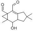 (1aS)-3,4,5,5aα,6,6a-ヘキサヒドロ-6α-ヒドロキシ-4,4,6aα-トリメチルシクロプロパ[f]インデン-1aα,2(1H)-ジカルボアルデヒド 化学構造式