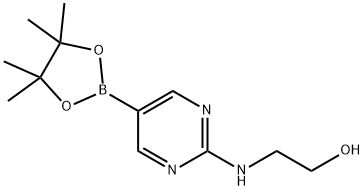 2-(2-HYDROXYETHYLAMINO)PYRIMIDINE-5-BORONIC ACID, PINACOL ESTER, 1218789-34-4, 结构式