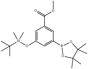 Methyl 3-(tert-butyldimethylsilyloxy)-5-(4,4,5,5-tetramethyl-1,3,2-dioxaborolan-2-yl)benzoate Struktur