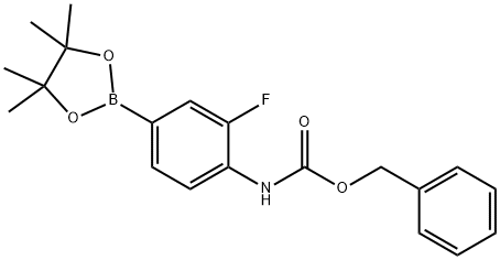 Benzyl 2-fluoro-4-(4,4,5,5-tetramethyl-1,3,2-dioxaborolan-2-yl)phenylcarbamate Struktur