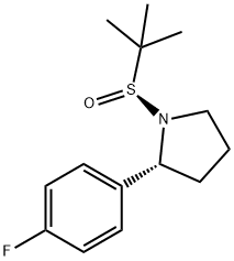 (R)-1-((R)-tert-butylsulfinyl)-2-(4-fluorophenyl)pyrrolidine 化学構造式