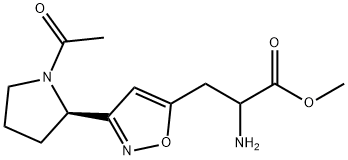 3-[(2R)-1-乙酰基-2-吡咯烷]-ALPHA-氨基-5-异噁唑丙酸甲酯, 1219125-39-9, 结构式