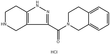 3,4-Dihydro-2(1H)-isoquinolinyl(4,5,6,7-tetra-hydro-1H-pyrazolo[4,3-c]pyridin-3-yl)methanone HCl 化学構造式