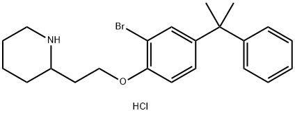 2-{2-[2-Bromo-4-(1-methyl-1-phenylethyl)phenoxy]-ethyl}piperidine hydrochloride 结构式