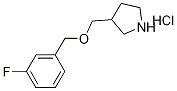3-{[(3-Fluorobenzyl)oxy]methyl}pyrrolidinehydrochloride Struktur