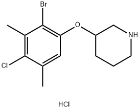 3-(2-Bromo-4-chloro-3,5-dimethylphenoxy)-piperidine hydrochloride 结构式