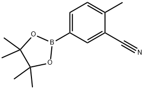 2-Methyl-5-(4,4,5,5-tetramethyl-1,3,2-dioxaborolan-2-yl)benzonitrile 结构式