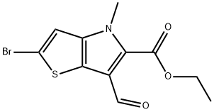 2-溴-6-甲酰基-4-甲基-4H-噻吩并[3,2-B]吡咯-5-羧酸乙酯 结构式
