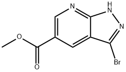 3-ブロモ-1H-ピラゾロ[3,4-B]ピリジン-5-カルボン酸メチル 化学構造式