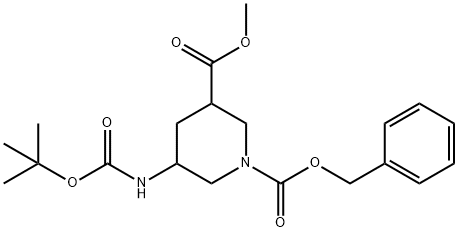 1-Benzyl 3-Methyl 5-(N-BOC-aMino)piperidin-1,3-dicarboxylate,1221819-24-4,结构式