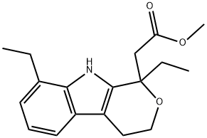 1,8-ジエチル-1,3,4,9-テトラヒドロ-ピラノ[3,4-B]インドール-1-酢酸メチルエステル 化学構造式