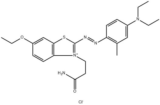 3-(3-amino-3-oxopropyl)-2-[[4-(diethylamino)-m-tolyl]azo]-6-methylbenzothiazolium chloride  Struktur