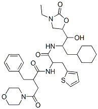 N-(2-((1-(cyclohexylmethyl)-2-(3-ethyl-2-oxo-5-oxazolidinyl)-2-hydroxyethyl)amino)-2-oxo-1-(2-thienylmethyl)ethyl)-gamma-oxo-alpha-(phenylmethyl)-4-morpholinebutanamide 结构式