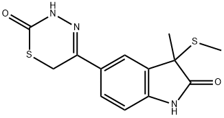 5-(3,6-dihydro-2-oxo-2H-1,3,4-thiadiazin-5-yl)-1,3-dihydro-3- methyl-3-methylthio-2H-indol-2-one,122280-58-4,结构式