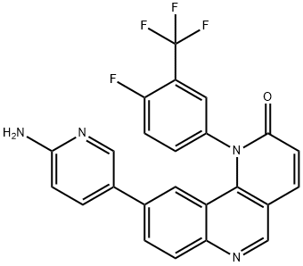 9-(6-Amino-3-pyridinyl)-1-[4-fluoro-3-(trifluoromethyl)phenyl]benzo[h]-1,6-naphthyridin-2(1H)-one Struktur