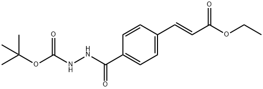 (E)-tert-butyl 2-(4-(3-ethoxy-3-oxoprop-1-en-1-yl)benzoyl)hydrazinecarboxylate 化学構造式