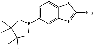 2-アミノ-5-(4,4,5,5-テトラメチル-1,3,2-ジオキサボロラン-2-イル)ベンゾキサゾール 化学構造式