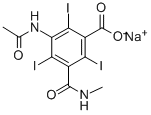 sodium 3-(acetylamino)-2,4,6-triiodo-5-[(methylamino)carbonyl]benzoate Struktur