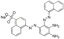 4-[[2,4-ジアミノ-5-[(1-ナフタレニル)アゾ]フェニル]アゾ]ナフタレン-1-スルホン酸ナトリウム 化学構造式