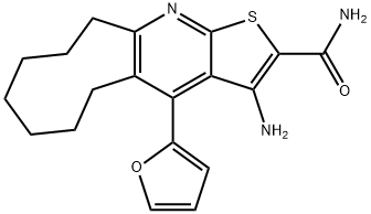 3-AMino-4-(2-furanyl)-6,7,8,9,10,11-hexahydro-5H-cyclonona[b]thieno[3,2-e]pyridine-2-carboxaMide 结构式