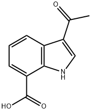 1H-Indole-7-carboxylic acid, 3-acetyl- 化学構造式