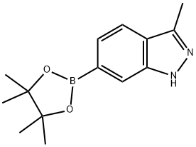 3-Methyl-6-(4,4,5,5-tetramethyl-1,3,2-dioxaborolan-2-yl)-1H-indazole 化学構造式