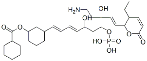 シクロヘキサンカルボン酸3-[8-(2-アミノエチル)-10-[(3-エチル-3,6-ジヒドロ-6-オキソ-2H-ピラン)-2-イル]-5,8-ジヒドロキシ-7-(ホスホノオキシ)デカ-1,3,9-トリエン-1-イル]シクロヘキシル 化学構造式