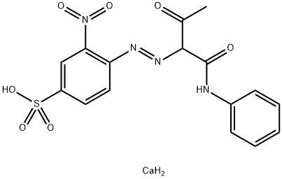 ビス[3-ニトロ-4-[[2-オキソ-1-[(フェニルアミノ)カルボニル]プロピル]アゾ]ベンゼンスルホン酸]カルシウム 化学構造式