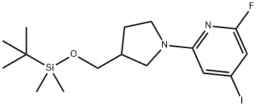 2-(3-((tert-Butyldimethylsilyloxy)methyl)-pyrrolidin-1-yl)-6-fluoro-4-iodopyridine Struktur