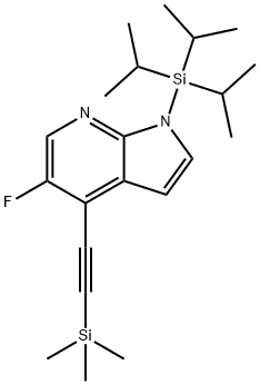5-Fluoro-1-(triisopropylsilyl)-4-((trimethylsilyl) ethynyl)-1H-pyrrolo[2,3-b]pyridine 结构式