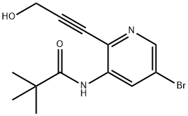 N-(5-Bromo-2-(3-hydroxyprop-1-yn-1-yl)pyridin-3-yl)pivalamide 结构式