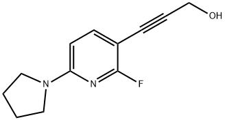 3-(2-Fluoro-6-(pyrrolidin-1-yl)pyridin-3-yl)-prop-2-yn-1-ol 结构式