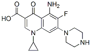 5-amino-1-cyclopropyl-6-fluoro-4-oxo-7-piperazin-1-yl-quinoline-3-carb oxylic acid Struktur