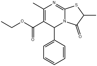 ETHYL 2,7-DIMETHYL-3-OXO-5-PHENYL-2,3-DIHYDRO-5H-[1,3]THIAZOLO[3,2-A]PYRIMIDINE-6-CARBOXYLATE,123044-04-2,结构式