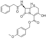 7-PHENYLACETAMIDE-3-HYDROXY-3-CEPHEM-4-CARBOXYLIC ACID P-METHOXYBENZYL ESTER,123054-31-9,结构式