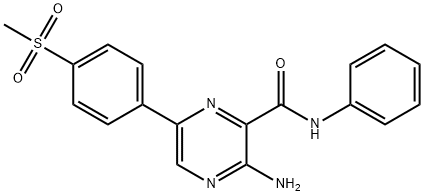 3-氨基-6-[4-(甲基磺酰基)苯基]-N-苯基-2-吡嗪甲酰胺,1232410-49-9,结构式