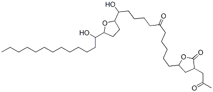 3-(2-オキソプロピル)-5-[11-ヒドロキシ-6-オキソ-11-[[テトラヒドロ-5-(1-ヒドロキシトリデシル)フラン]-2-イル]ウンデシル]ジヒドロフラン-2(3H)-オン 化学構造式