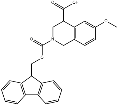 2-(((9H-Fluoren-9-yl)methoxy)carbonyl)-6-methoxy-1,2,3,4-tetrahydroisoquinoline-4-carboxylic acid Struktur