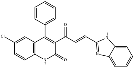 (E)-3-(1H-苯并[D]咪唑-2-基)-1-(6-氯-2-羟基-4-苯基喹啉-3-基)丙-2-烯-1-酮 结构式