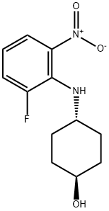 (1R*,4R*)-4-(2-フルオロ-6-ニトロフェニルアミノ)シクロヘキサノール 化学構造式