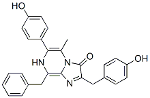 Imidazo[1,2-a]pyrazin-3(7H)-one,  6-(4-hydroxyphenyl)-2-[(4-hydroxyphenyl)methyl]-5-methyl-8-(phenylmethyl)- Structure