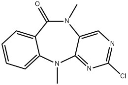 2-chloro-5,11-diMethyl-5H-benzo[e]pyriMido[5,4-b][1,4]diazepin-6(11H)-one Structure