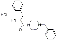 2-Amino-1-(4-benzyl-1-piperazinyl)-3-phenyl-1-propanone hydrochloride Struktur