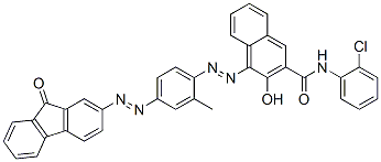 2-Naphthalenecarboxamide, N-(2-chlorophenyl)-3-hydroxy- 4-[[2-methyl-4-[(9-oxo-9H-fluoren-2-yl)azo]phenyl ]azo]-,123677-05-4,结构式