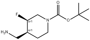 1-Piperidinecarboxylic acid, 4-(aMinoMethyl)-3-fluoro-, 1,1-diMethylethyl ester, (3R,4S)-rel Struktur