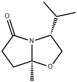 (3R-CIS)-(-)-3-イソプロピル-7A-メチルテトラヒドロピロロ〔2,1-B〕オキサゾール-5(6H)-オン 化学構造式